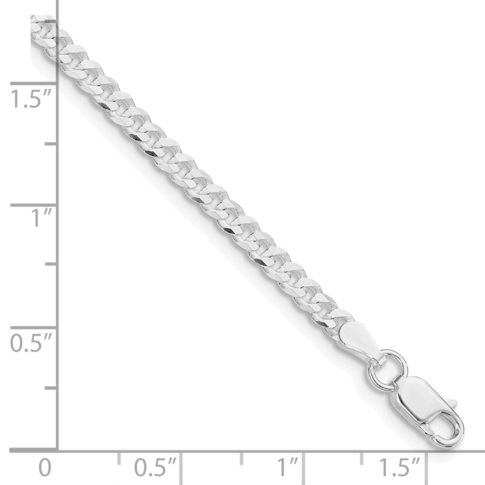 Sterling Silver Rhodium-plated 3.15mm Flat Curb Chain (QLB080R-9)