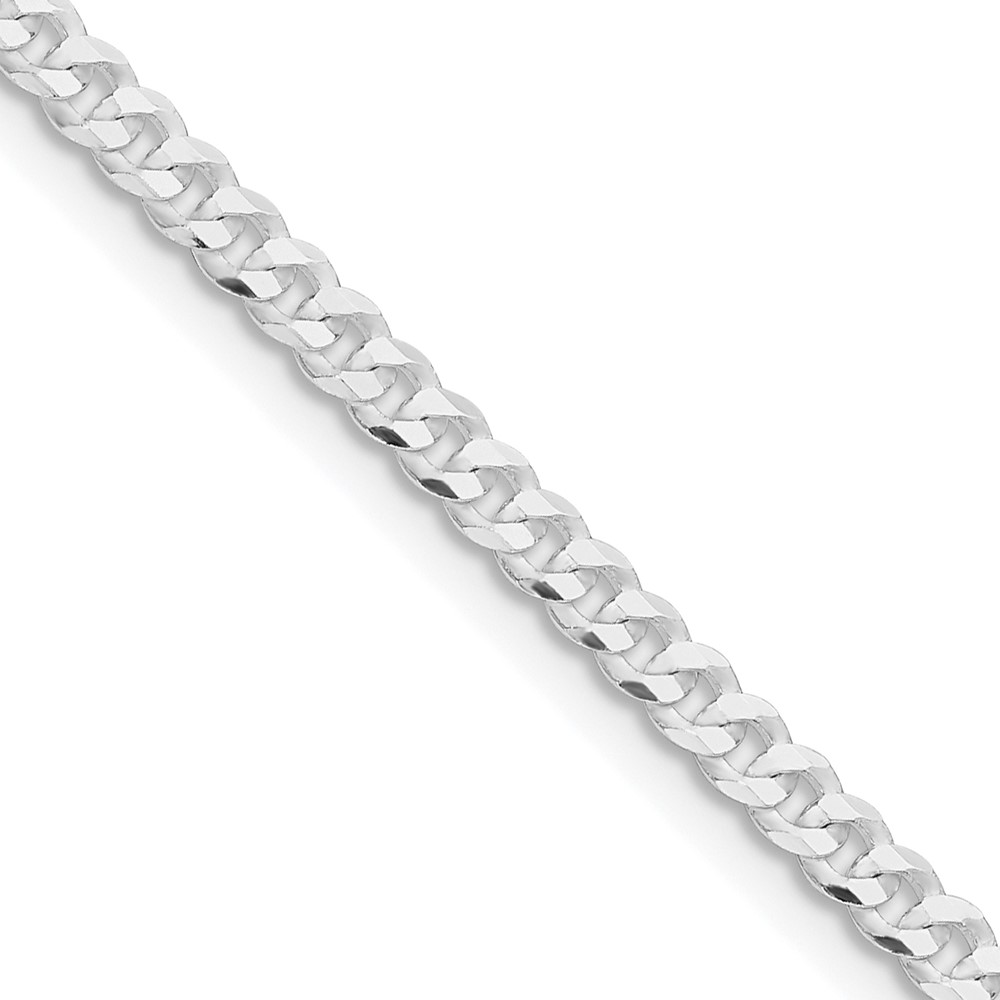 Sterling Silver Rhodium-plated 3.15mm Flat Curb Chain (QLB080R-18)