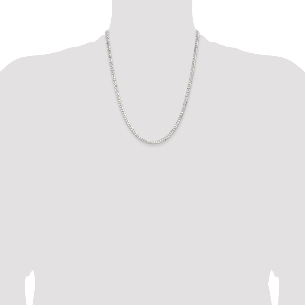 Sterling Silver 3.8mm Flat Curb Chain (QLB100-22)