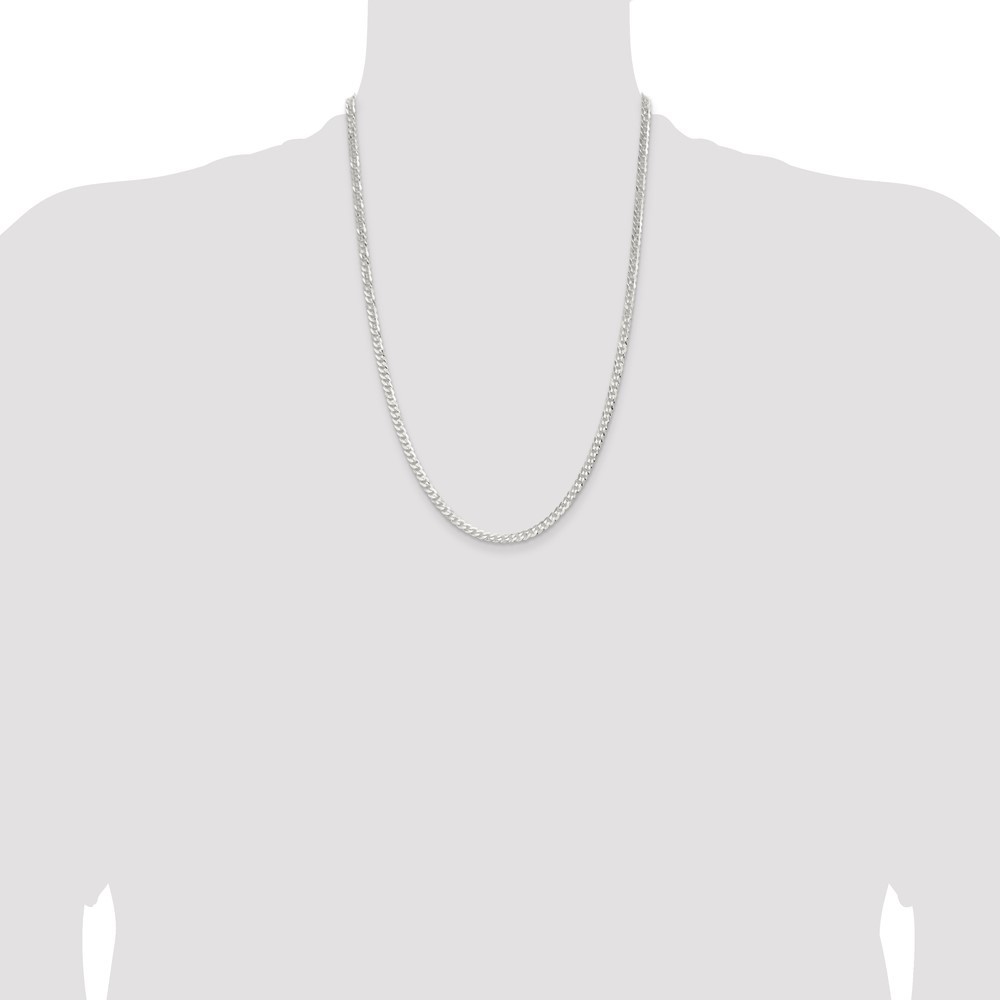 Sterling Silver 3.8mm Flat Curb Chain (QLB100-24)