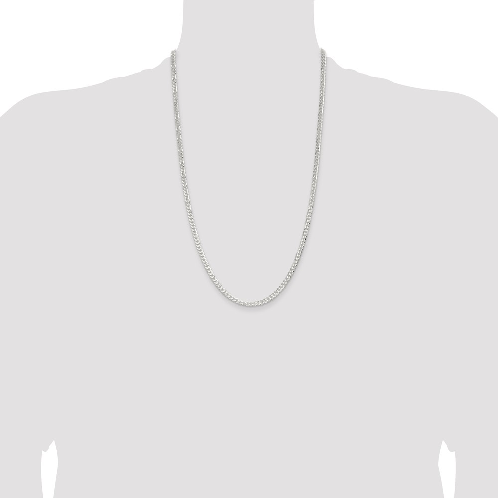 Sterling Silver 3.8mm Flat Curb Chain (QLB100-26)