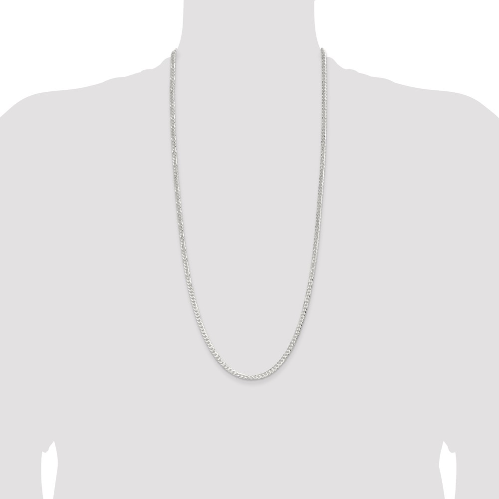 Sterling Silver 3.8mm Flat Curb Chain (QLB100-30)