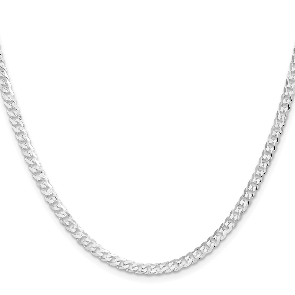 Sterling Silver Rhodium-plated 3.8mm Flat Curb Chain (QLB100R-18)