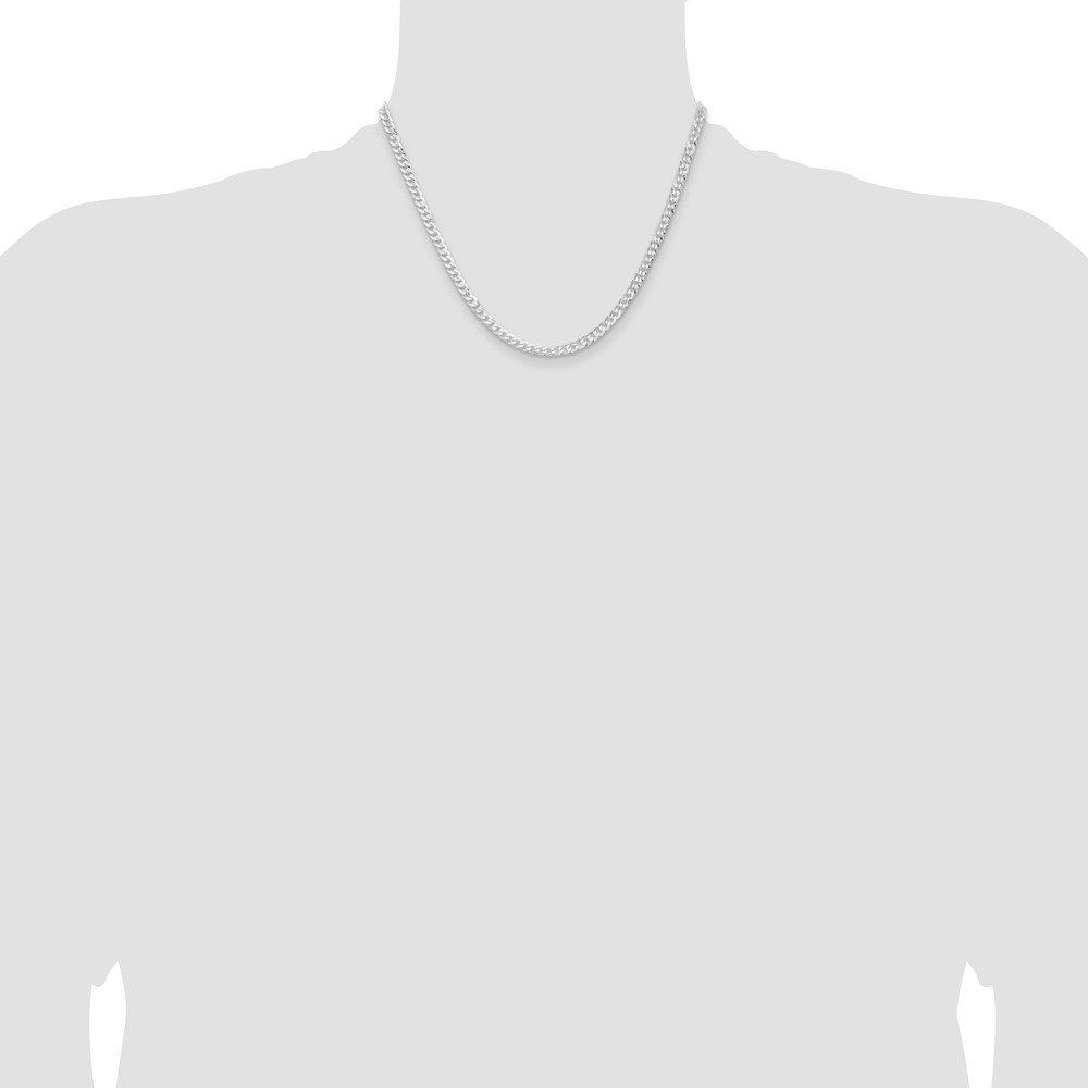 Sterling Silver Rhodium-plated 3.8mm Flat Curb Chain (QLB100R-18)