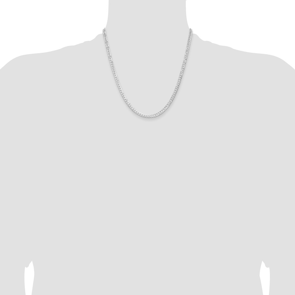 Sterling Silver Rhodium-plated 3.8mm Flat Curb Chain (QLB100R-20)