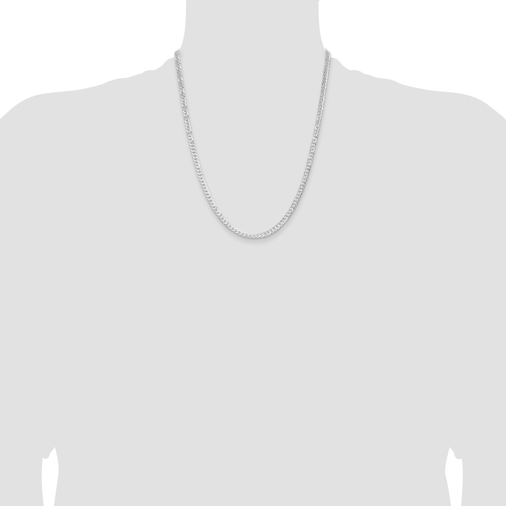 Sterling Silver Rhodium-plated 3.8mm Flat Curb Chain (QLB100R-22)