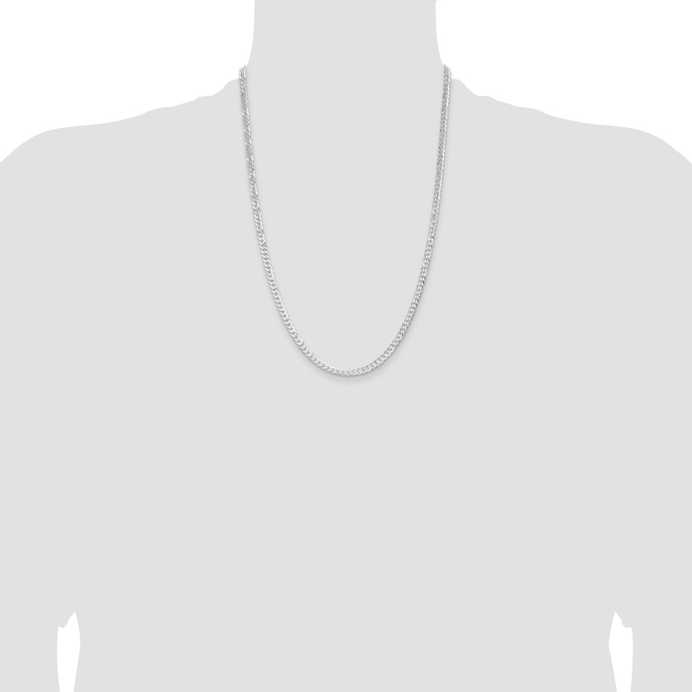 Sterling Silver Rhodium-plated 3.8mm Flat Curb Chain (QLB100R-24)