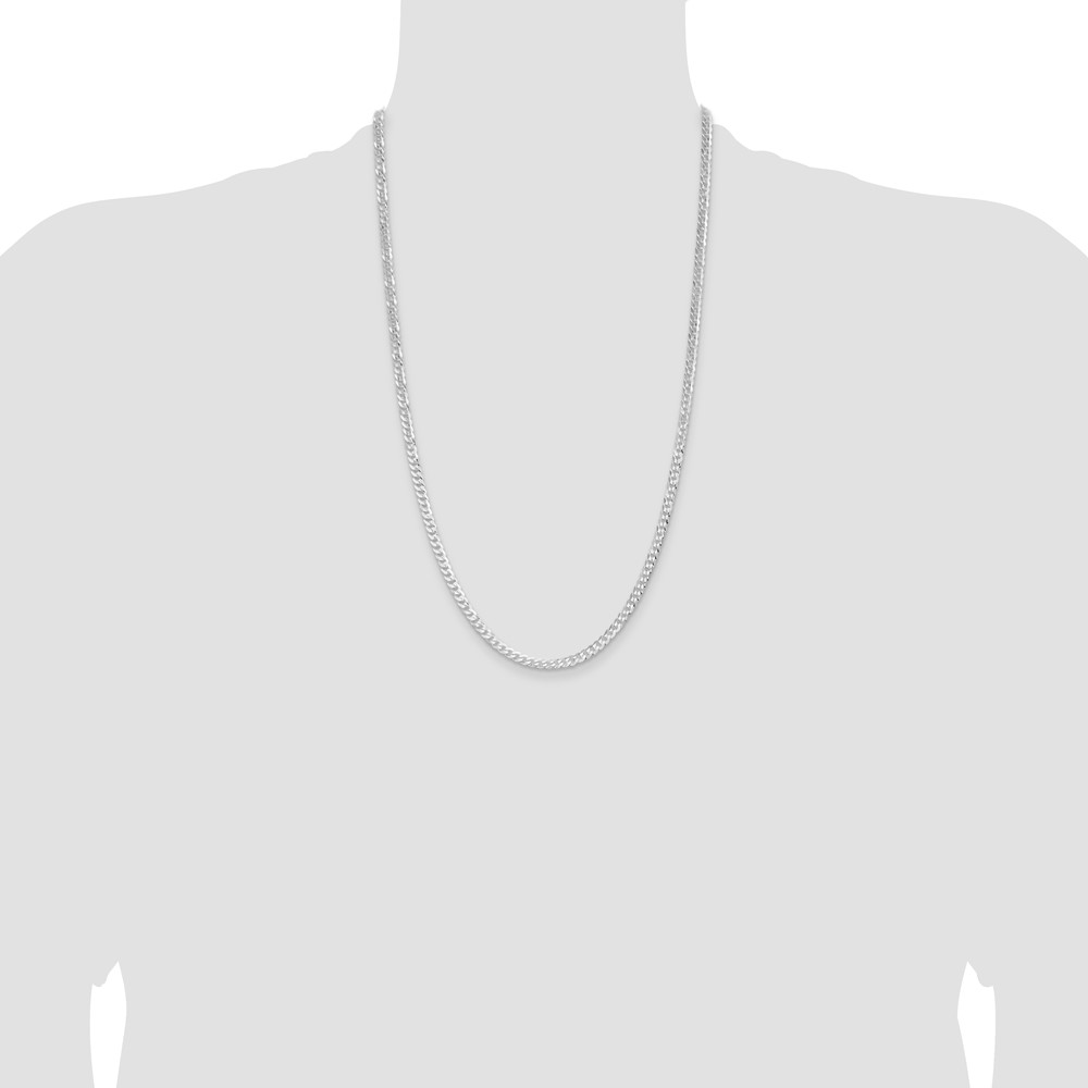 Sterling Silver Rhodium-plated 3.8mm Flat Curb Chain (QLB100R-26)