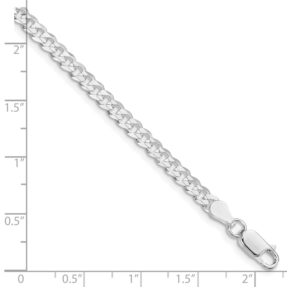Sterling Silver Rhodium-plated 3.8mm Flat Curb Chain (QLB100R-9)
