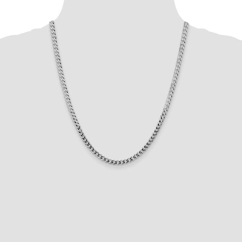 Sterling Silver Rhodium-plated 4.7mm Flat Curb Chain (QLB120R-22)