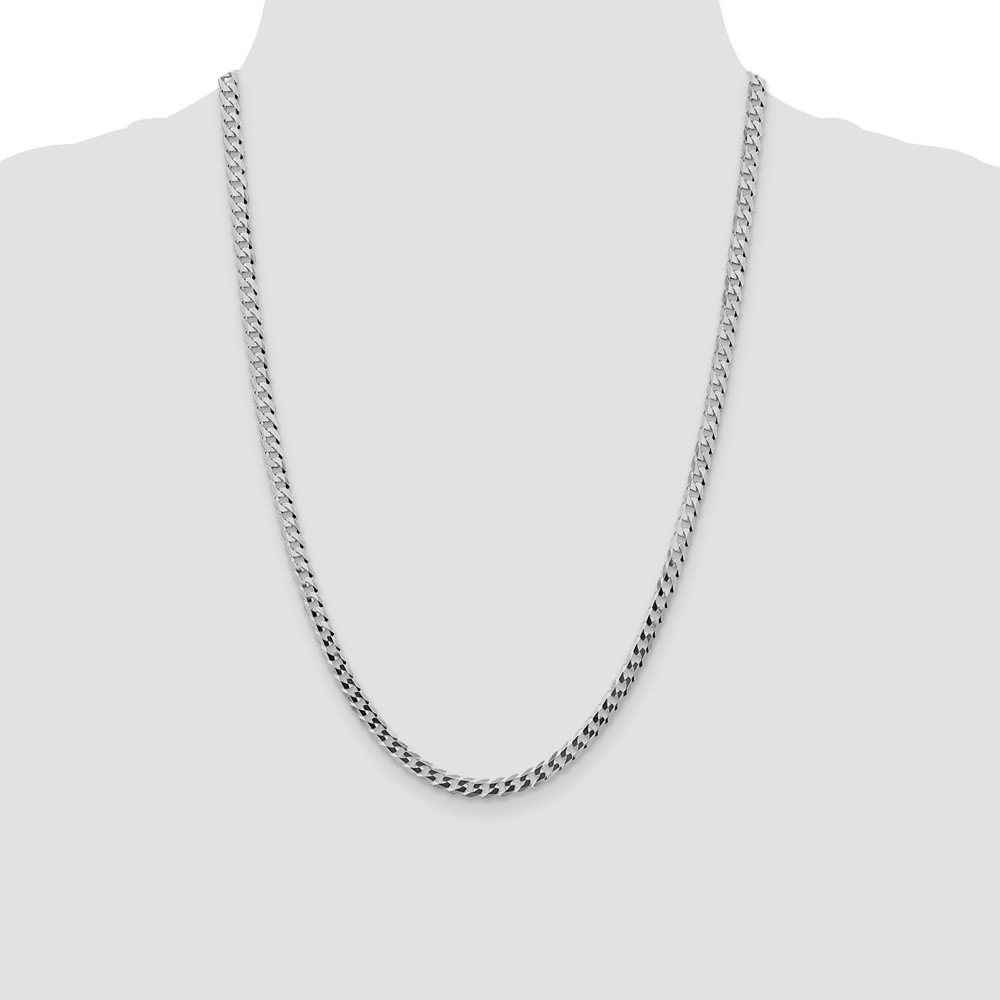 Sterling Silver Rhodium-plated 4.7mm Flat Curb Chain (QLB120R-24)
