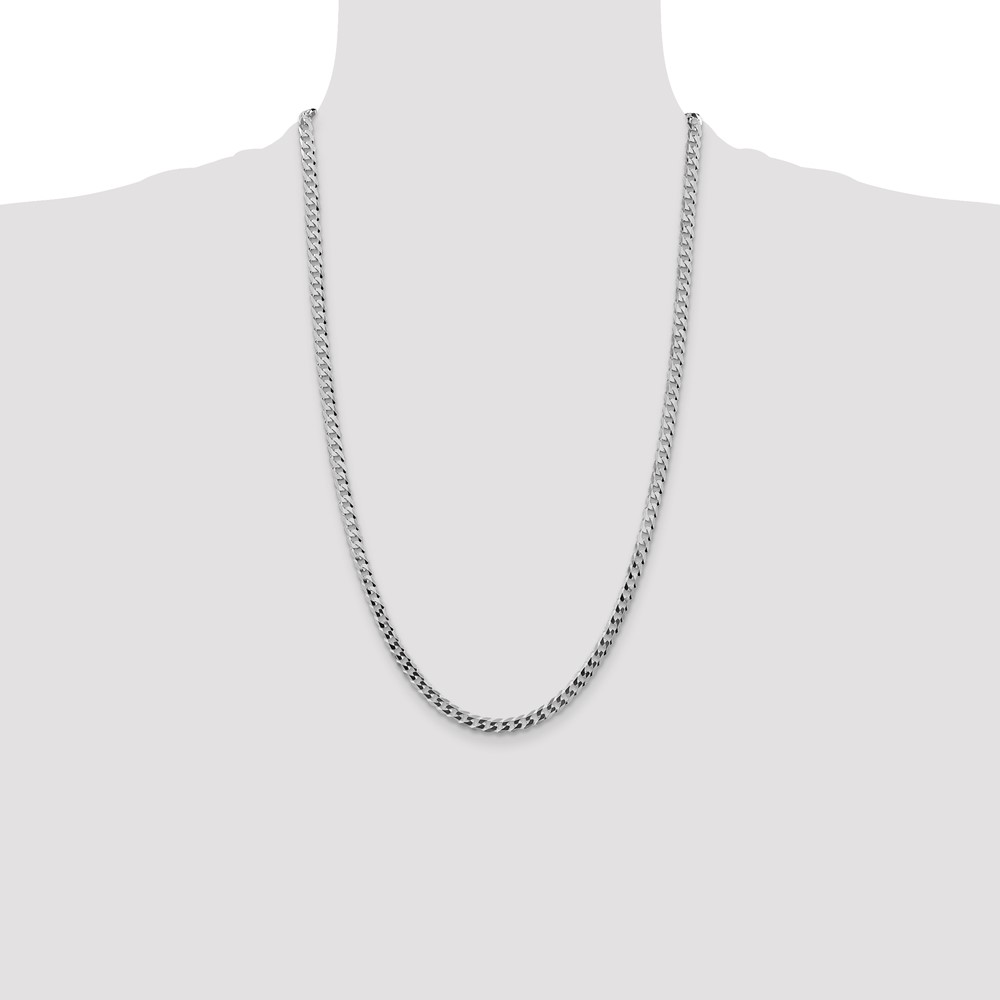 Sterling Silver Rhodium-plated 4.7mm Flat Curb Chain (QLB120R-26)