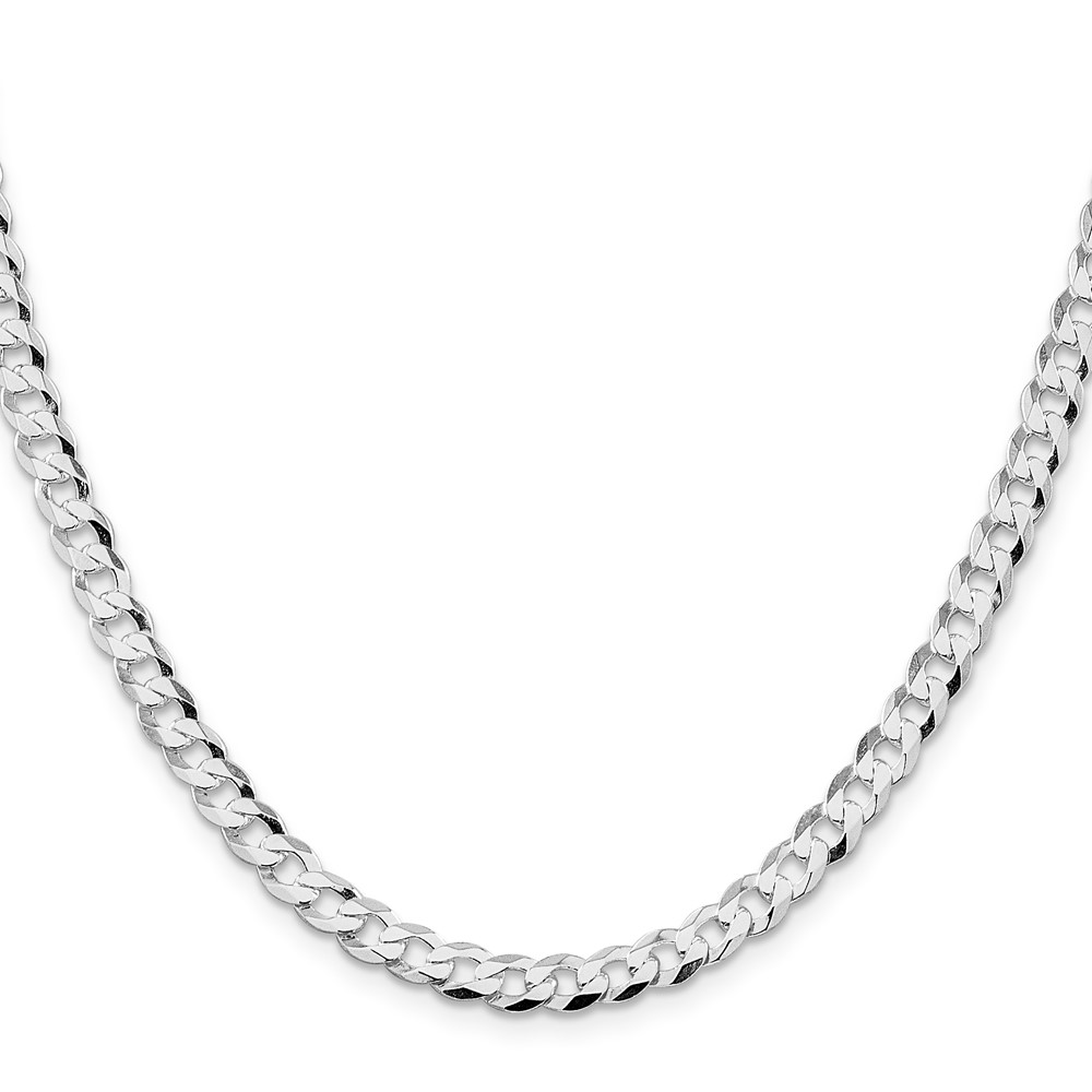 Sterling Silver Rhodium-plated 5.75mm Flat Curb Chain (QLB150R-24)