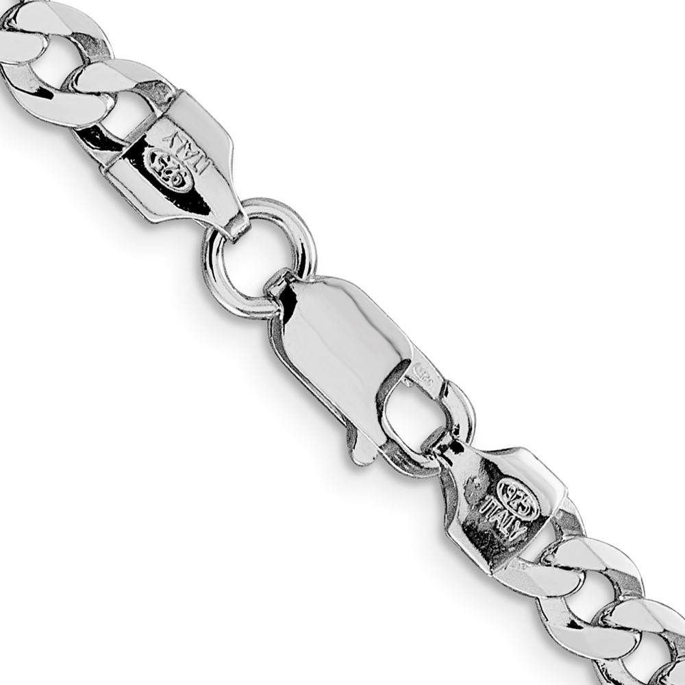 Sterling Silver Rhodium-plated 5.75mm Flat Curb Chain (QLB150R-24)