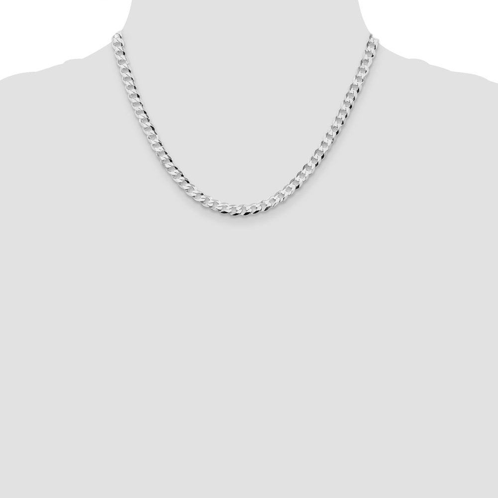 Sterling Silver Rhodium-plated 5.75mm Flat Curb Chain (QLB150R-18)