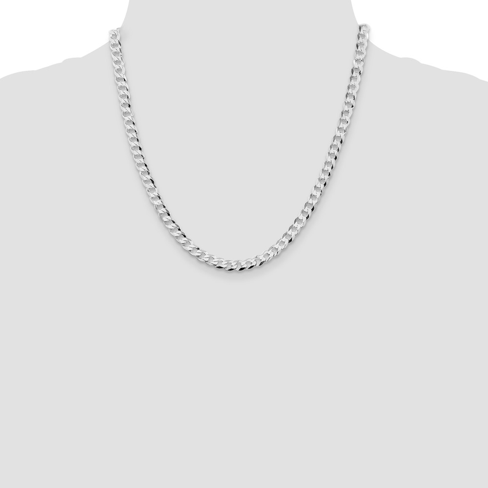 Sterling Silver Rhodium-plated 5.75mm Flat Curb Chain (QLB150R-20)