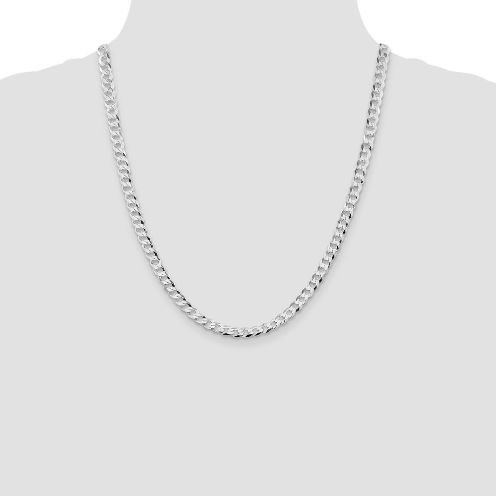 Sterling Silver Rhodium-plated 5.75mm Flat Curb Chain (QLB150R-22)