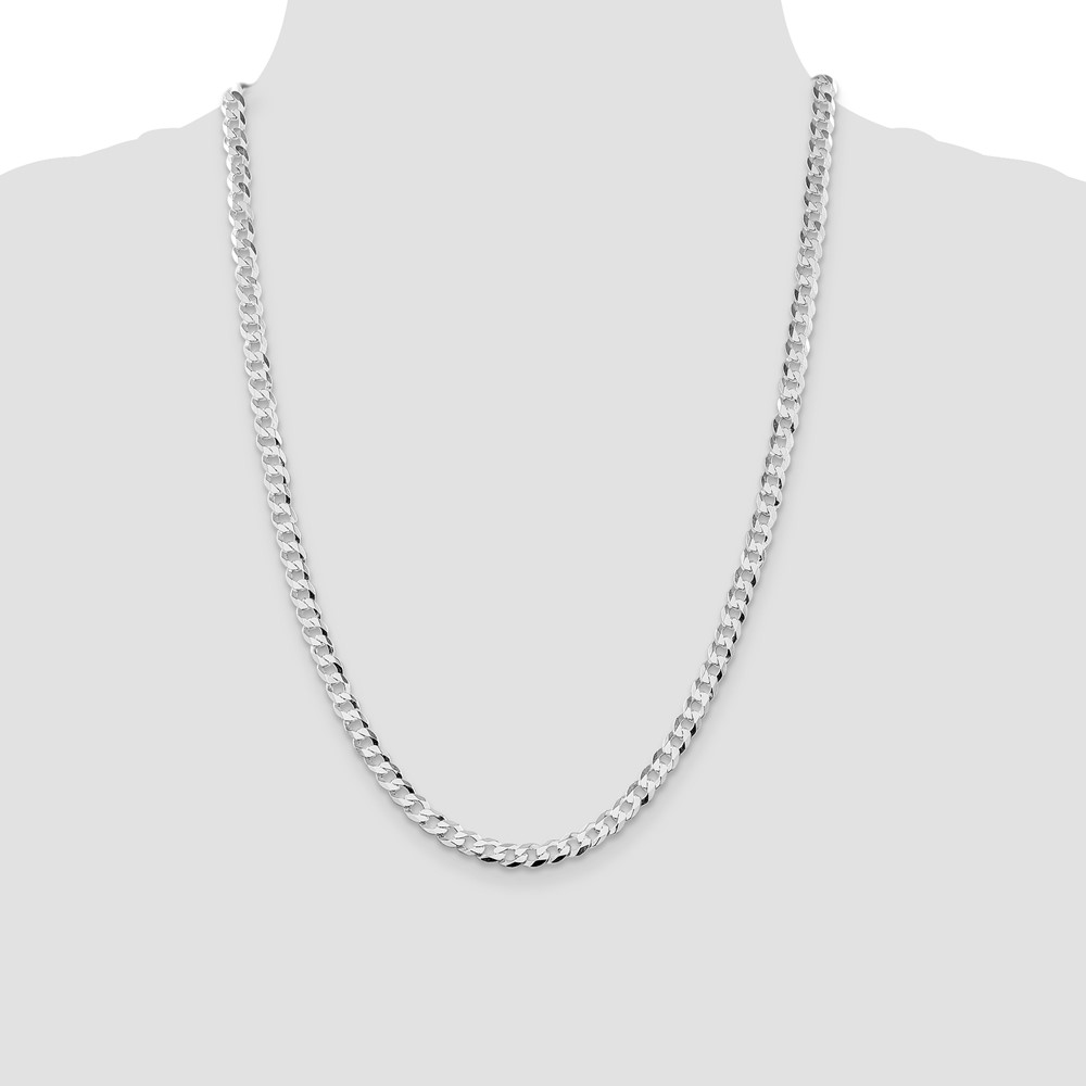 Sterling Silver Rhodium-plated 5.75mm Flat Curb Chain (QLB150R-24)