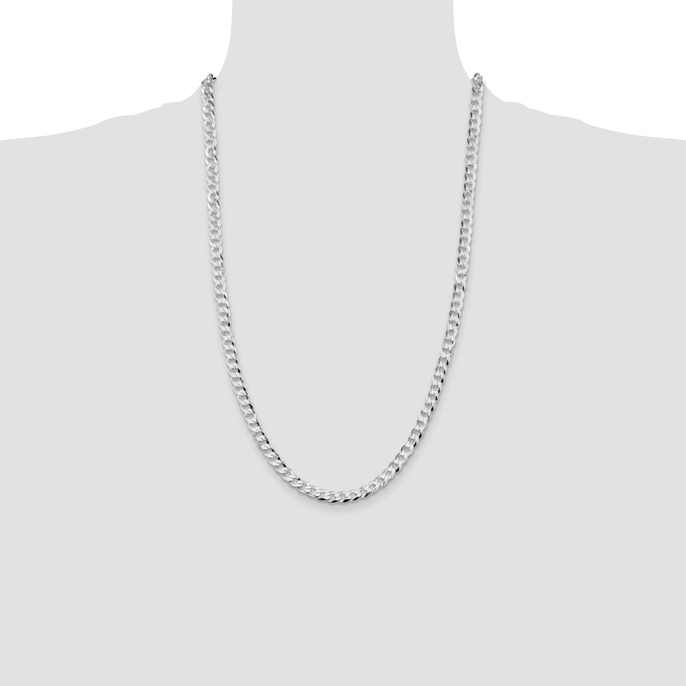 Sterling Silver Rhodium-plated 5.75mm Flat Curb Chain (QLB150R-26)
