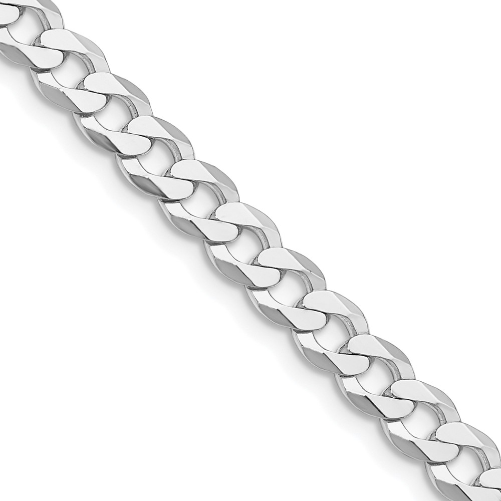Sterling Silver Rhodium-plated 5.75mm Flat Curb Chain (QLB150R-18)