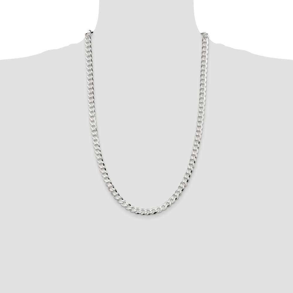 Sterling Silver 6.8mm Flat Curb Chain (QLB180-26)