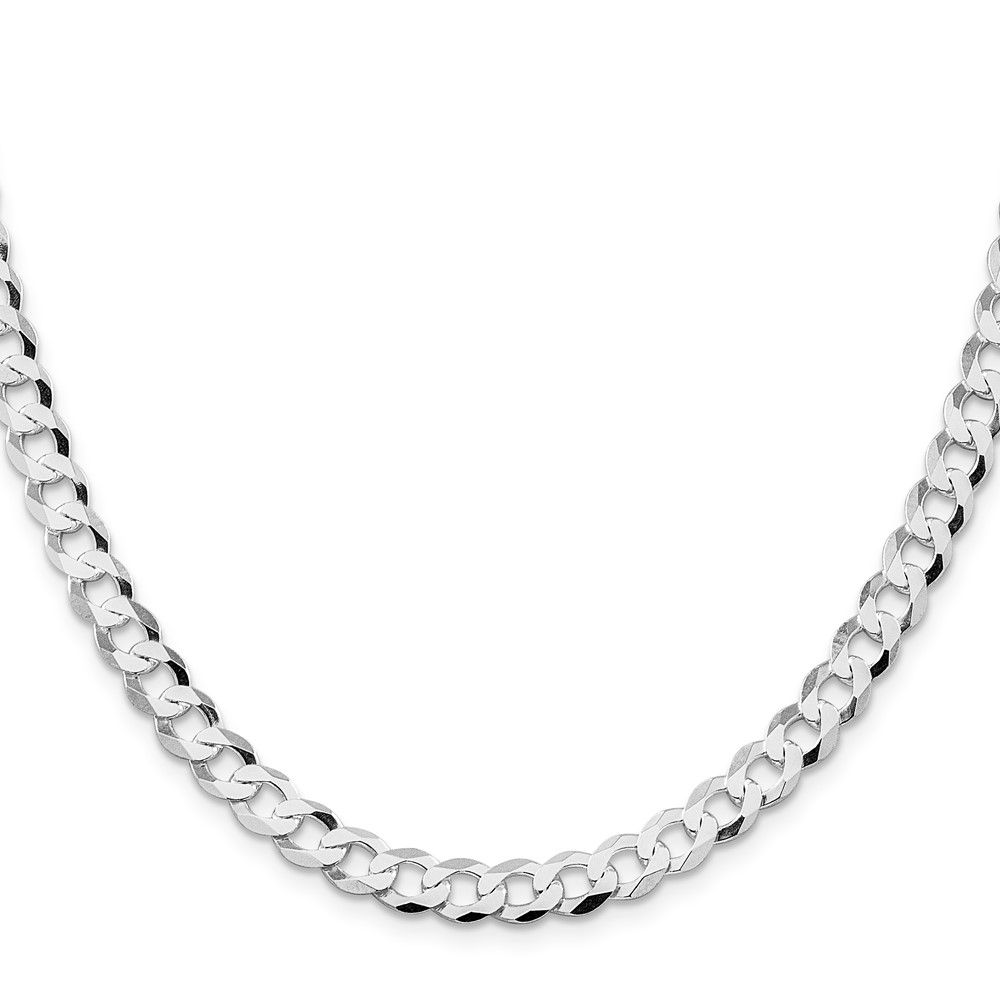 Sterling Silver Rhodium-plated 6.8mm Flat Curb Chain (QLB180R-26)