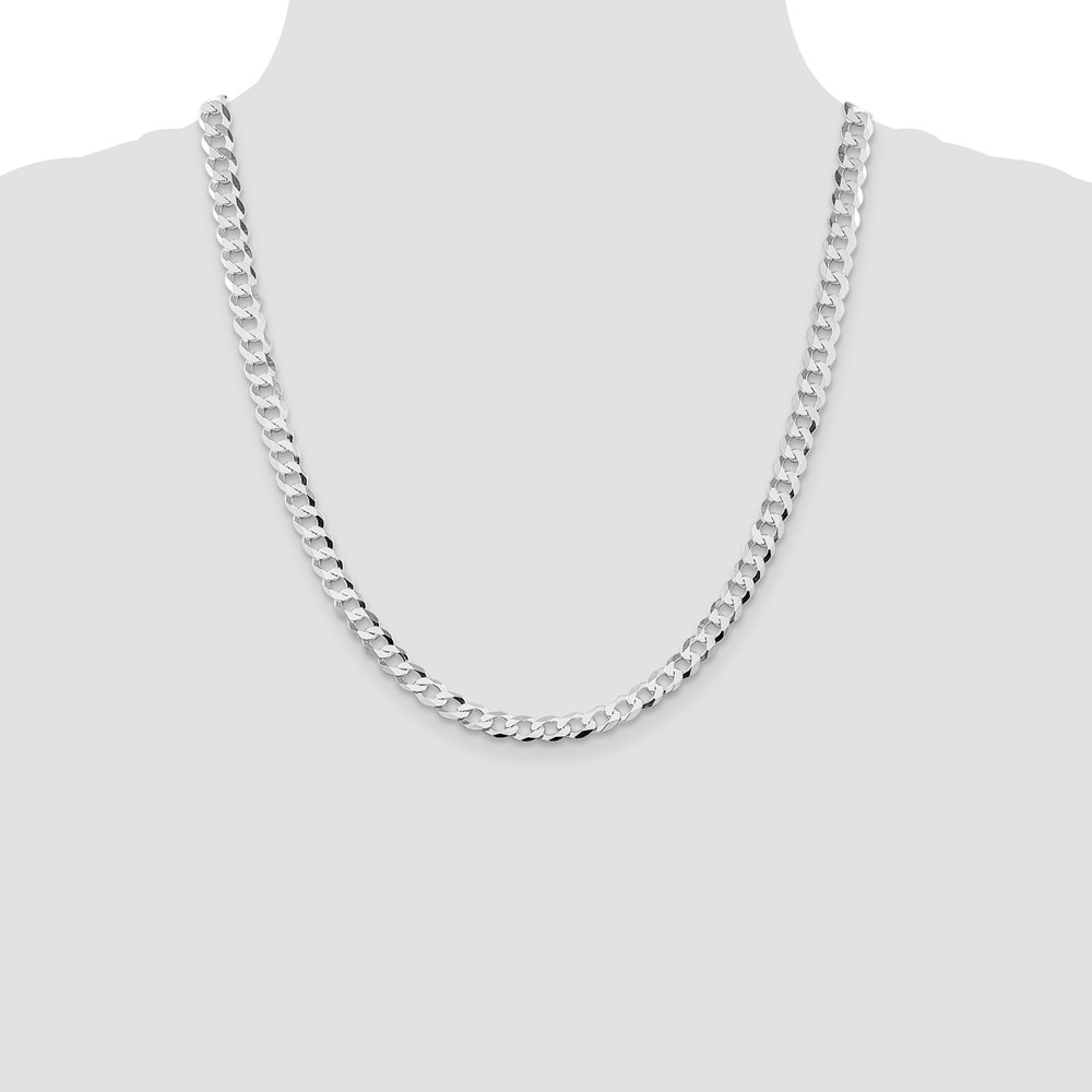 Sterling Silver Rhodium-plated 6.8mm Flat Curb Chain (QLB180R-22)