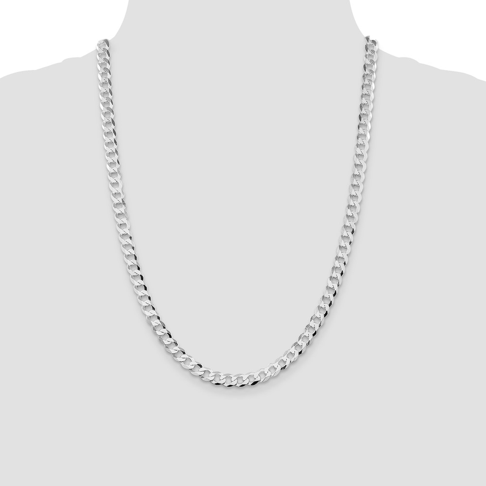 Sterling Silver Rhodium-plated 6.8mm Flat Curb Chain (QLB180R-24)