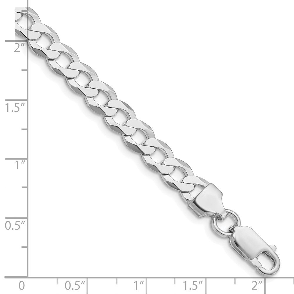 Sterling Silver Rhodium-plated 6.8mm Flat Curb Chain (QLB180R-9)