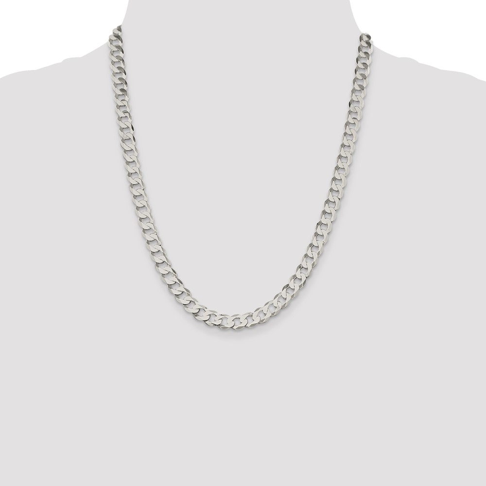 Sterling Silver 7.5mm Flat Curb Chain (QLB200-22)