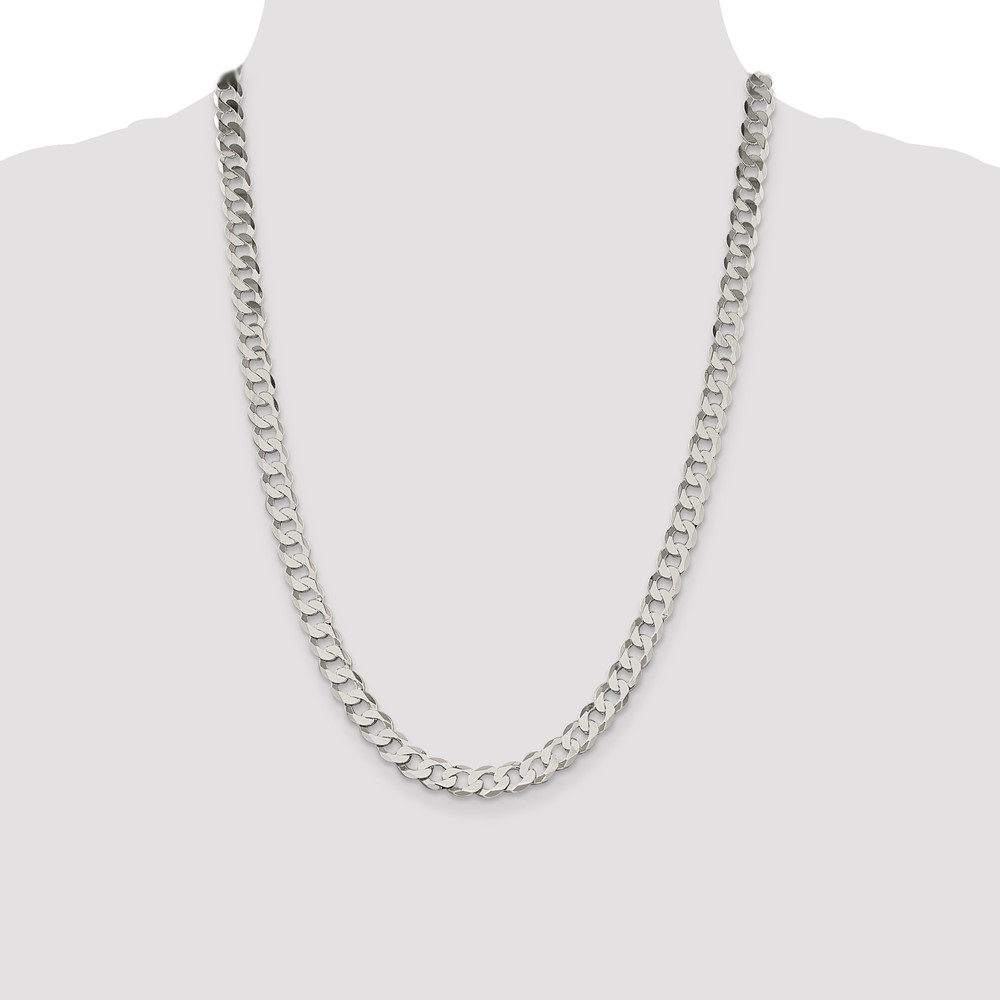 Sterling Silver 7.5mm Flat Curb Chain (QLB200-24)