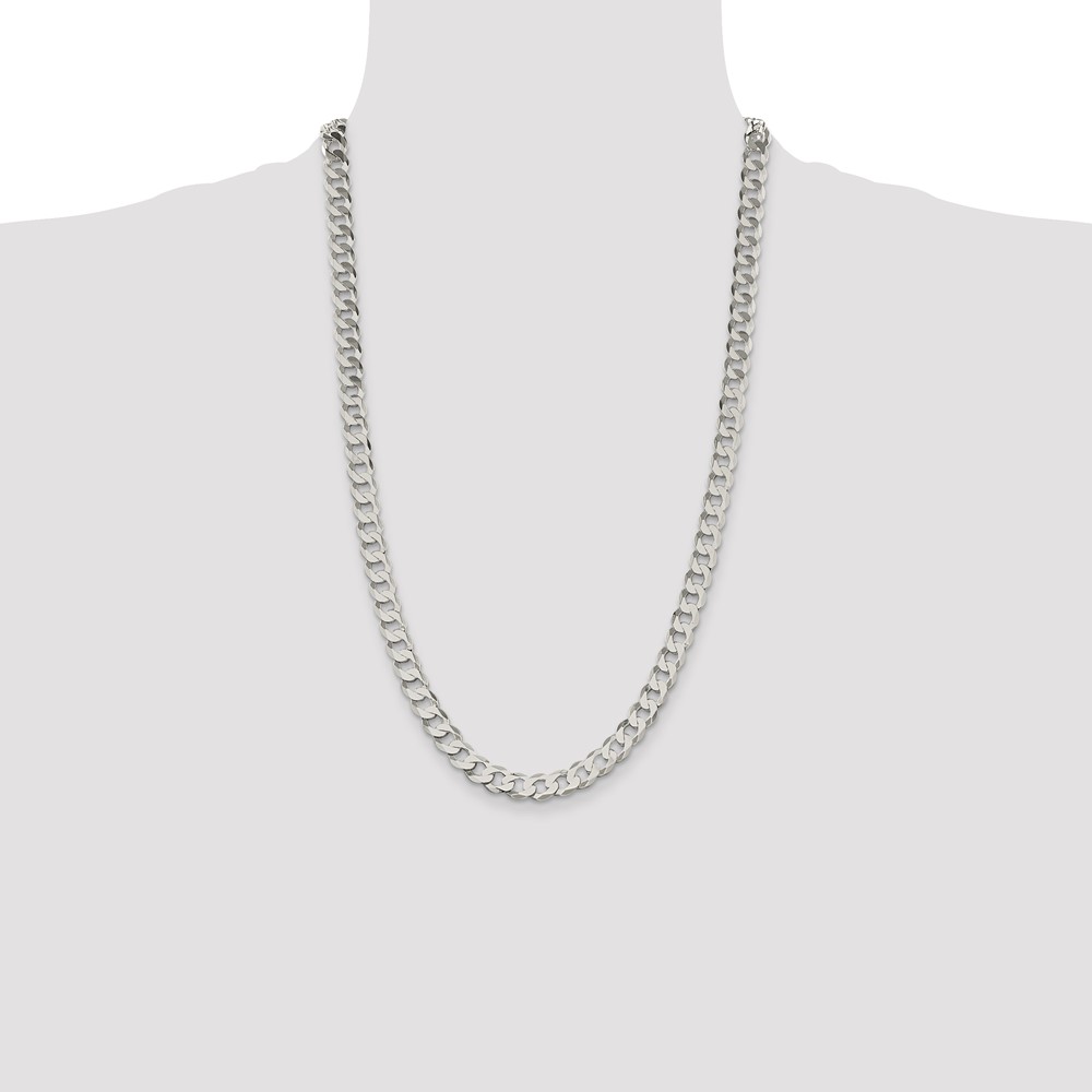 Sterling Silver 7.5mm Flat Curb Chain (QLB200-26)