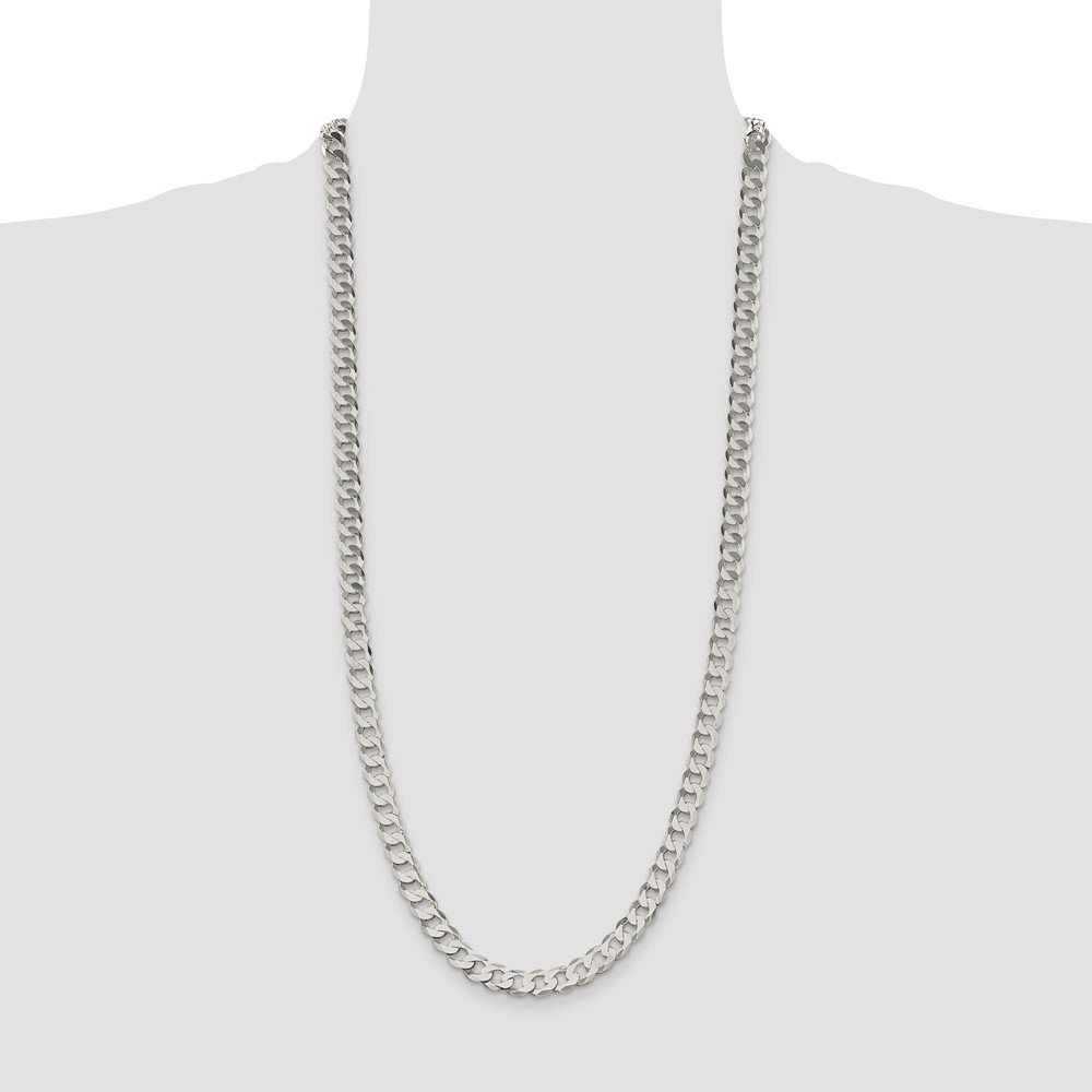 Sterling Silver 7.5mm Flat Curb Chain (QLB200-30)