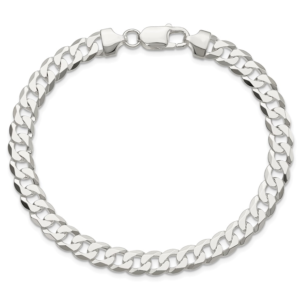 Sterling Silver 7.5mm Flat Curb Chain (QLB200-9)