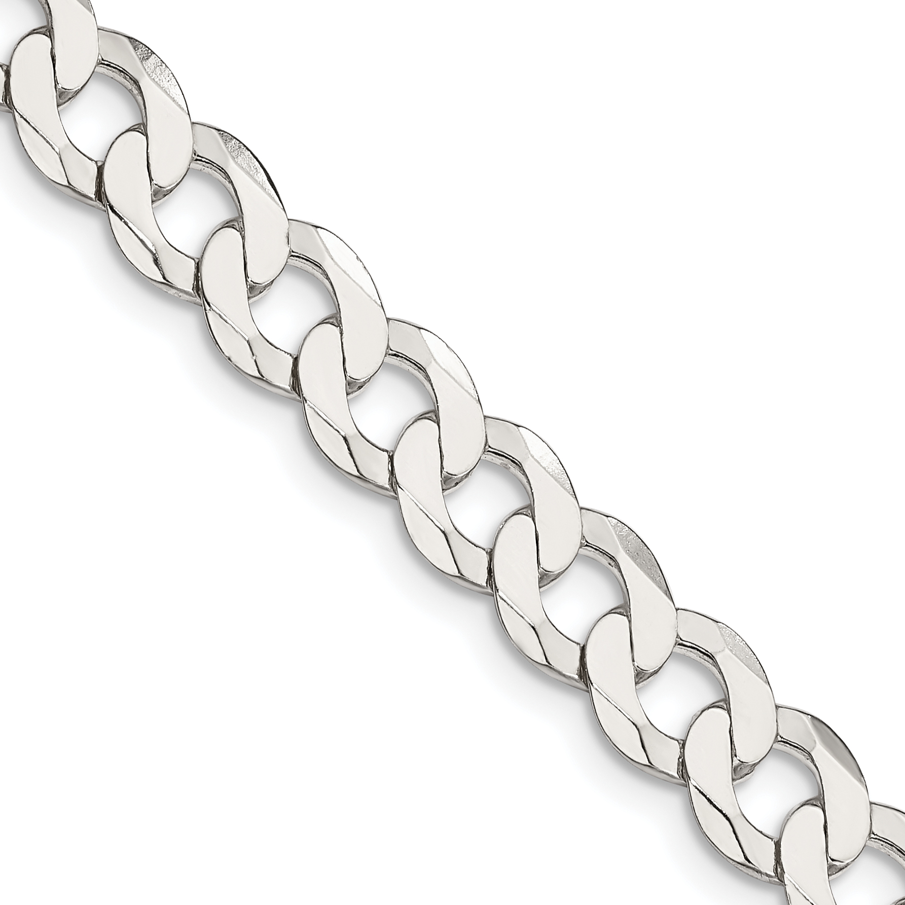Sterling Silver 7.5mm Flat Curb Chain (QLB200-18)