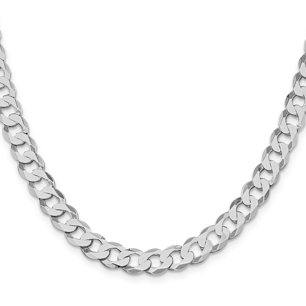 Sterling Silver Rhodium-plated 7.5mm Flat Curb Chain (QLB200R-20)