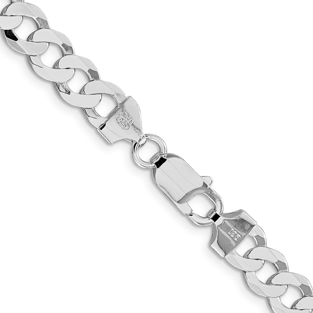 Sterling Silver Rhodium-plated 7.5mm Flat Curb Chain (QLB200R-20)