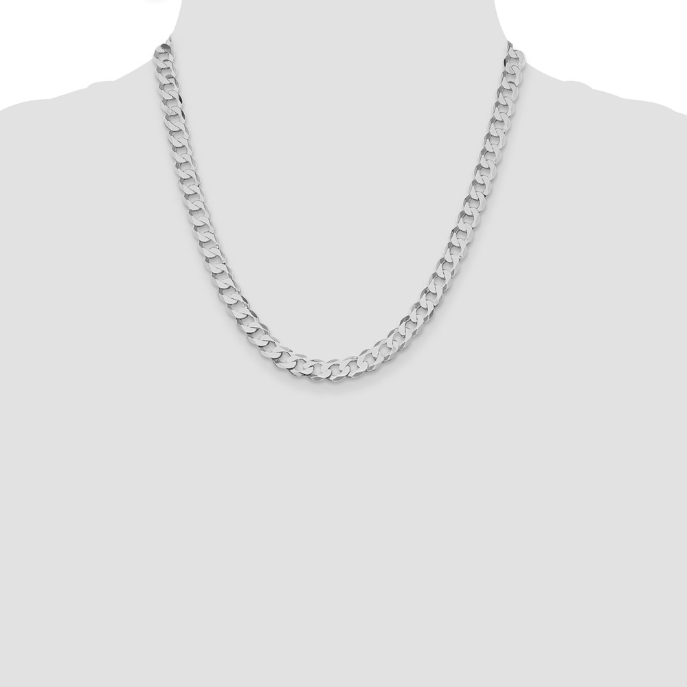 Sterling Silver Rhodium-plated 7.5mm Flat Curb Chain (QLB200R-20)