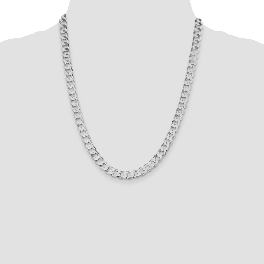 Sterling Silver Rhodium-plated 7.5mm Flat Curb Chain (QLB200R-22)