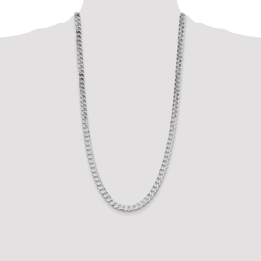 Sterling Silver Rhodium-plated 7.5mm Flat Curb Chain (QLB200R-28)