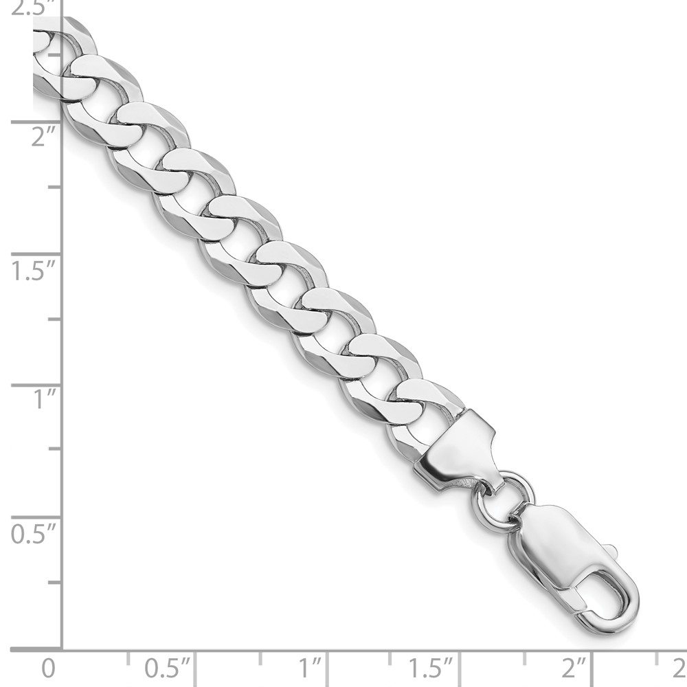 Sterling Silver Rhodium-plated 7.5mm Flat Curb Chain (QLB200R-10)