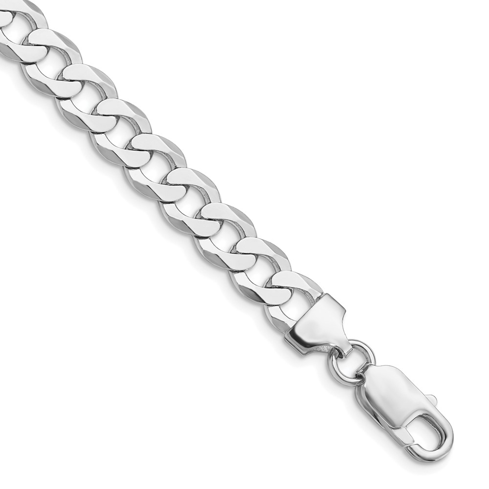 Sterling Silver Rhodium-plated 7.5mm Flat Curb Chain (QLB200R-10)