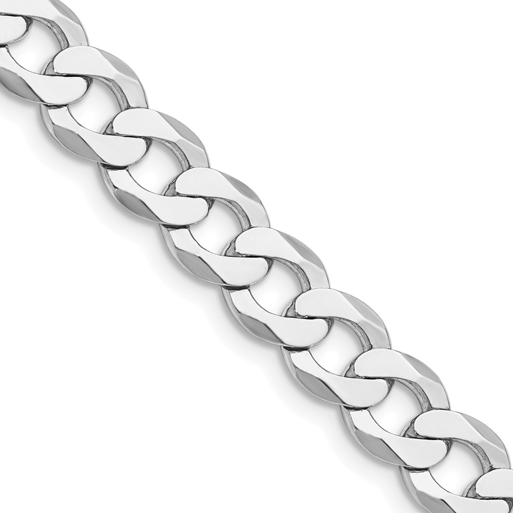 Sterling Silver Rhodium-plated 7.5mm Flat Curb Chain (QLB200R-20)