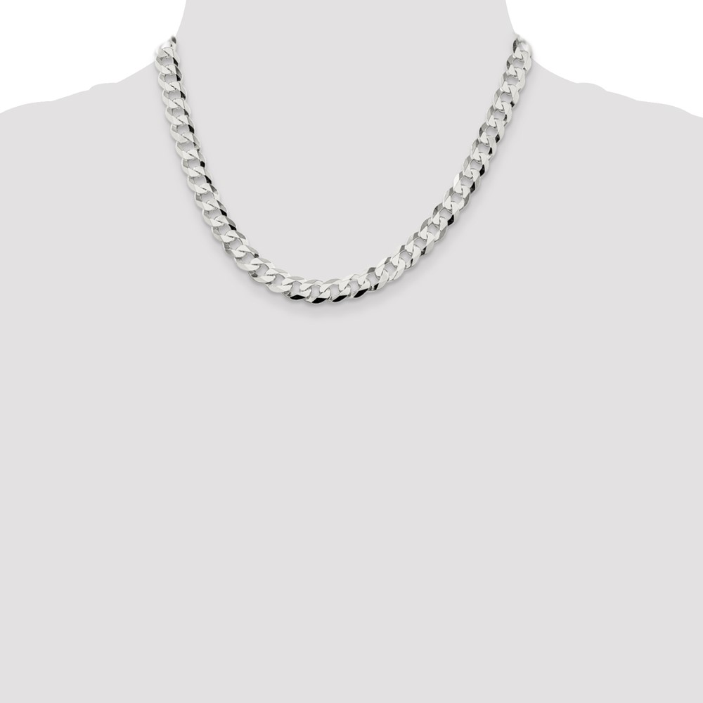 Sterling Silver 8.5mm Flat Curb Chain (QLB220-18)