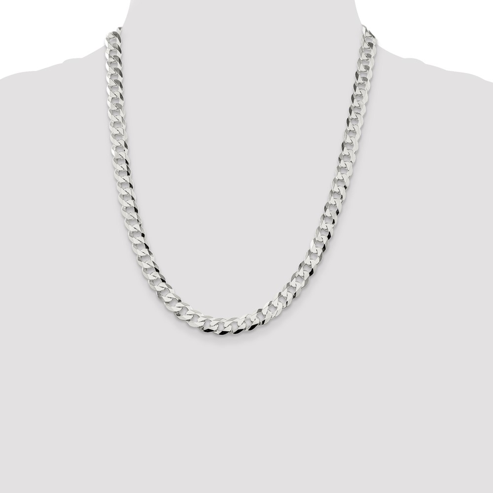 Sterling Silver 8.5mm Flat Curb Chain (QLB220-22)