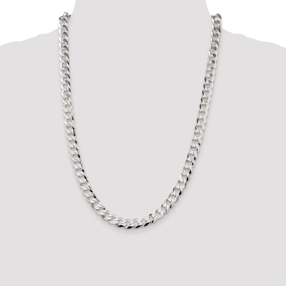 Sterling Silver 8.5mm Flat Curb Chain (QLB220-24)