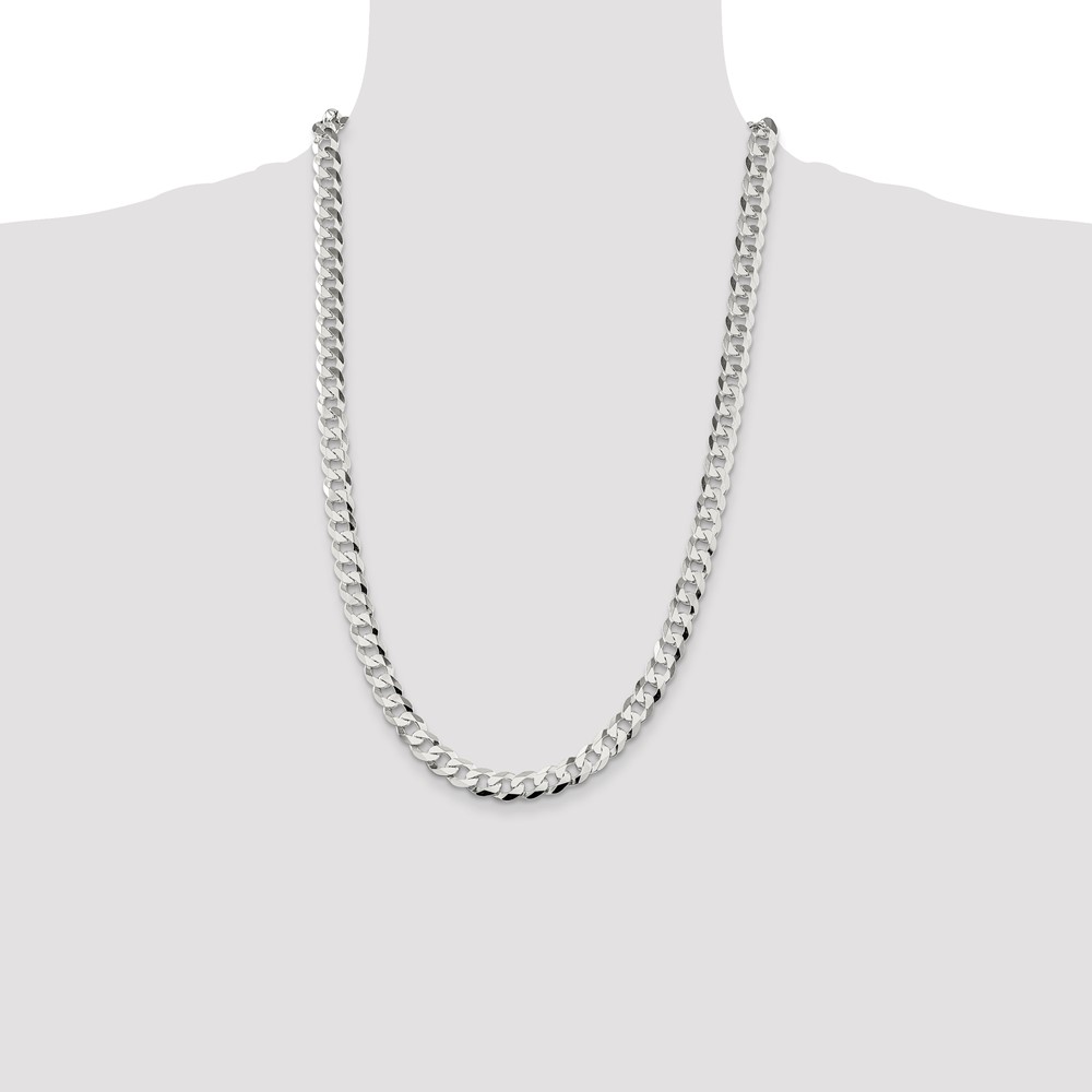 Sterling Silver 8.5mm Flat Curb Chain (QLB220-26)