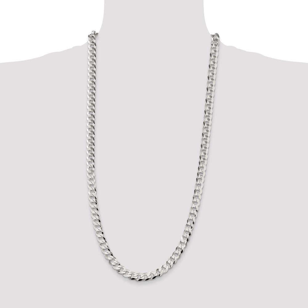 Sterling Silver 8.5mm Flat Curb Chain (QLB220-30)