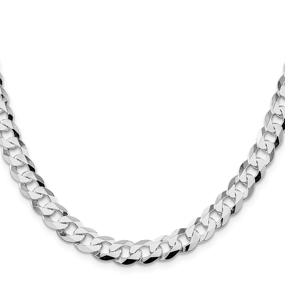 Sterling Silver Rhodium-plated 8.5mm Flat Curb Chain (QLB220R-22)