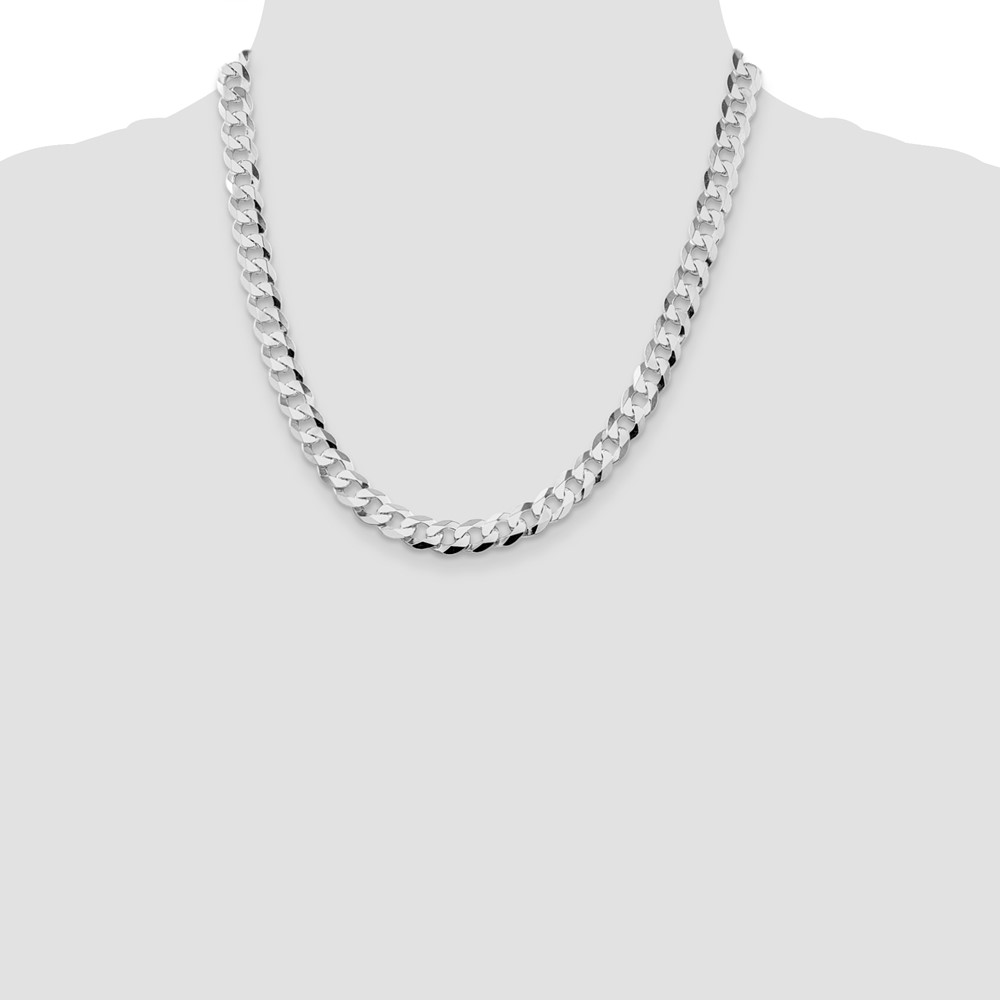 Sterling Silver Rhodium-plated 8.5mm Flat Curb Chain (QLB220R-20)